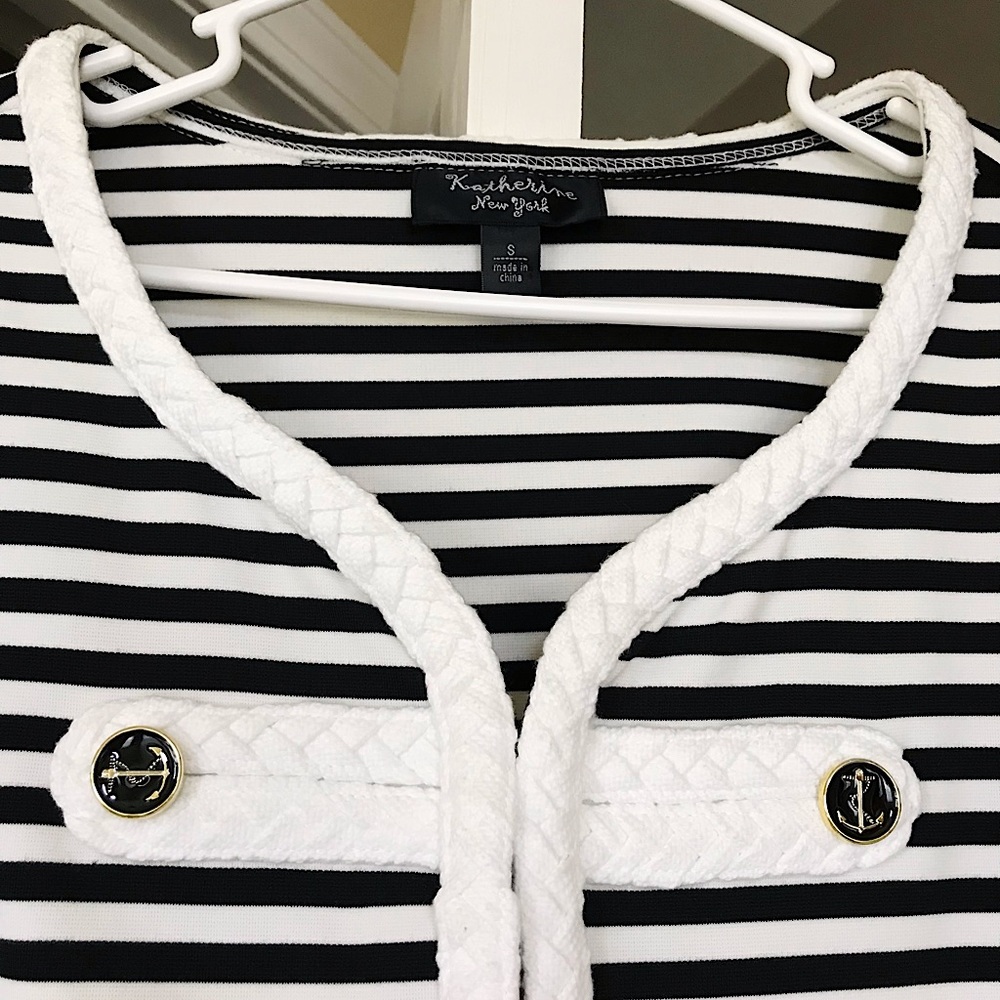 🆕🔥KATHERINE NY COLLECTION GORGEOUS NAUTICAL BLACK&WHITE JACKET STYLISH&CHIC - Picture 2 of 10